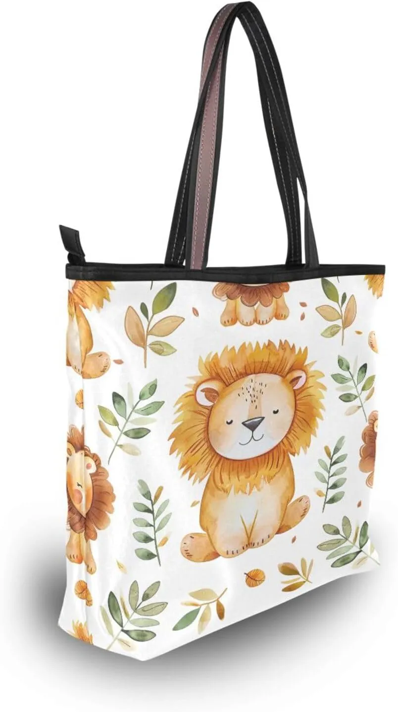 Tote Bag for Women with Zipper,Polyester Tote Purse Holiday Tote Bag Work Handbag Women Gift
