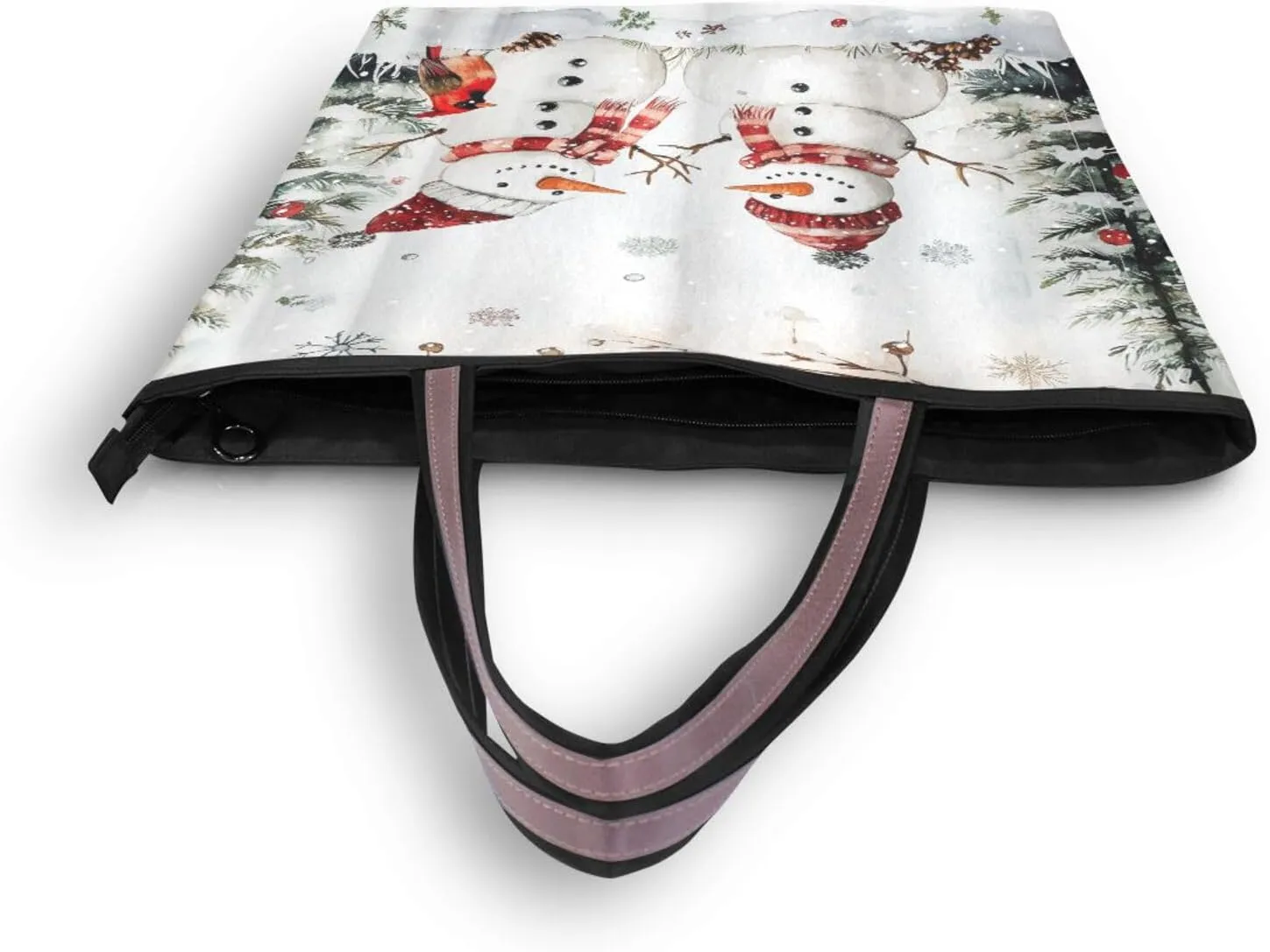 Tote Bag for Women with Zipper,Polyester Tote Purse Holiday Tote Bag Work Handbag Women Gift