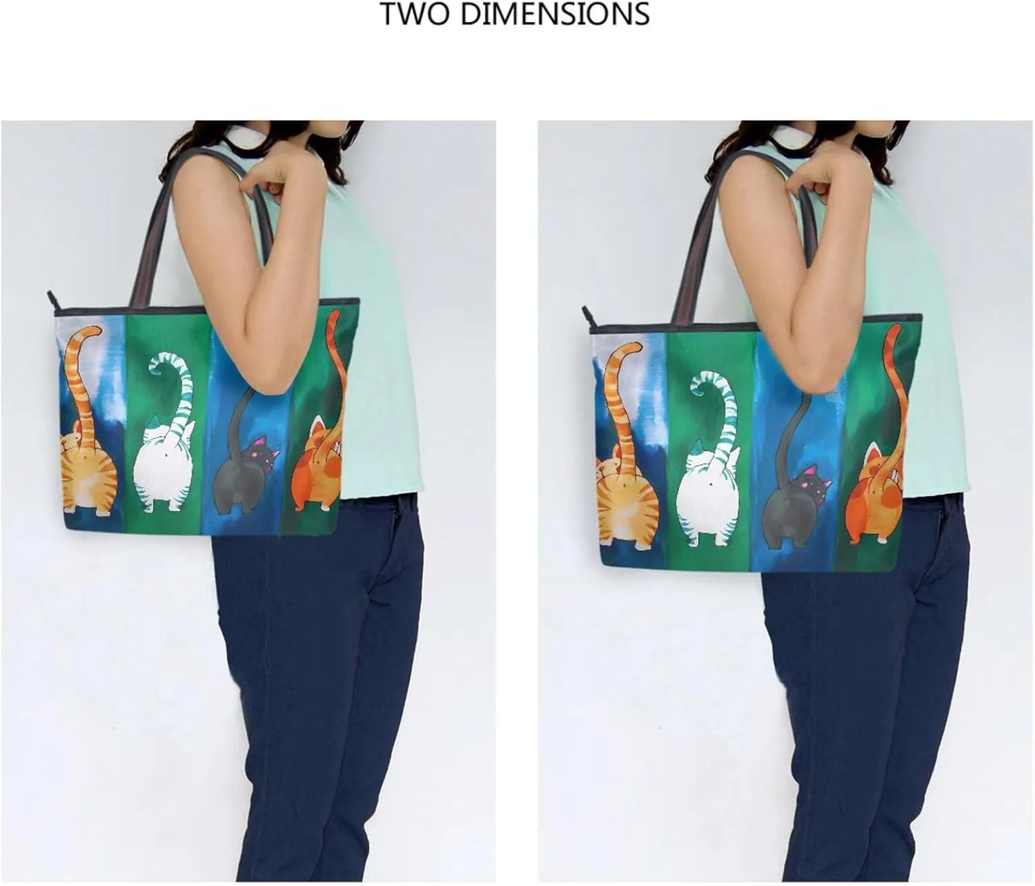 Tote Bag for Women with Zipper,Polyester Tote Purse Holiday Tote Bag Work Handbag Women Gift