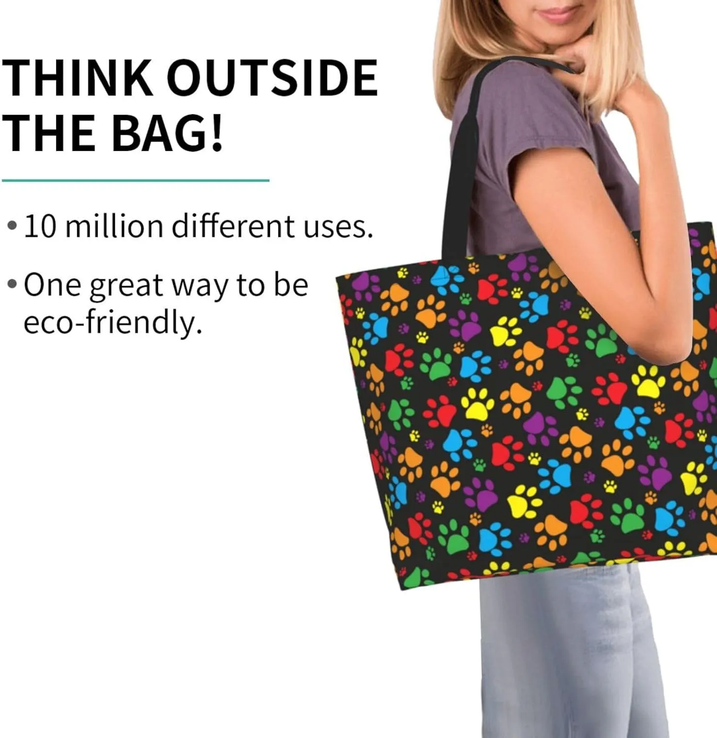 Tote Bag For Womens, Large Casual Shoulder Sling Bags Reusable Grocery Handbag For Travel Shopping Gym