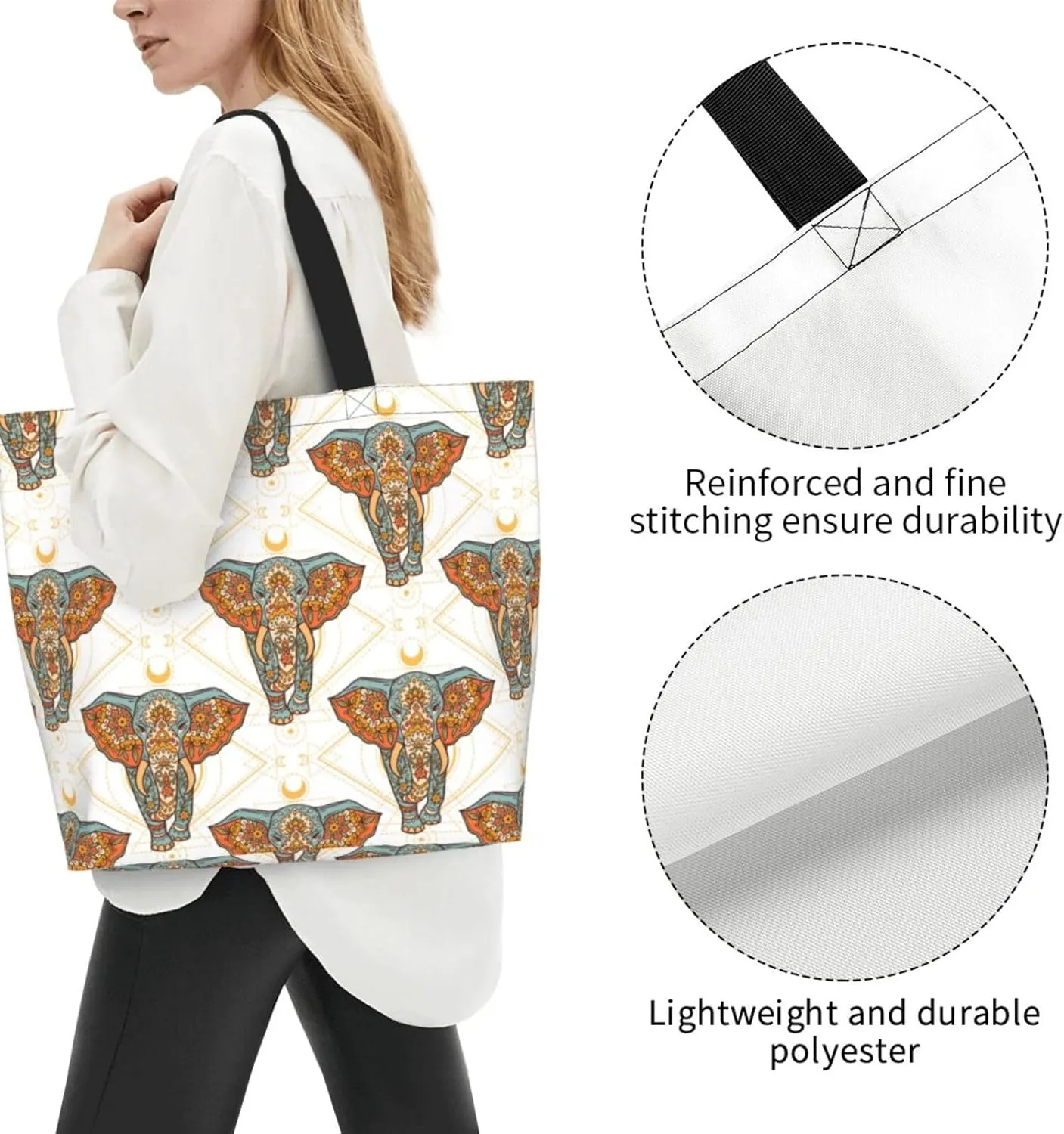 Tote Bag For Womens, Large Casual Shoulder Sling Bags Reusable Grocery Handbag For Travel Shopping Gym