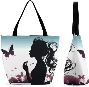 Tote Bag Reusable Grocery Bag Foldable Shopping Bag Extra Large Shoulder Bag Cute Cow Tote Bag for Travel Work