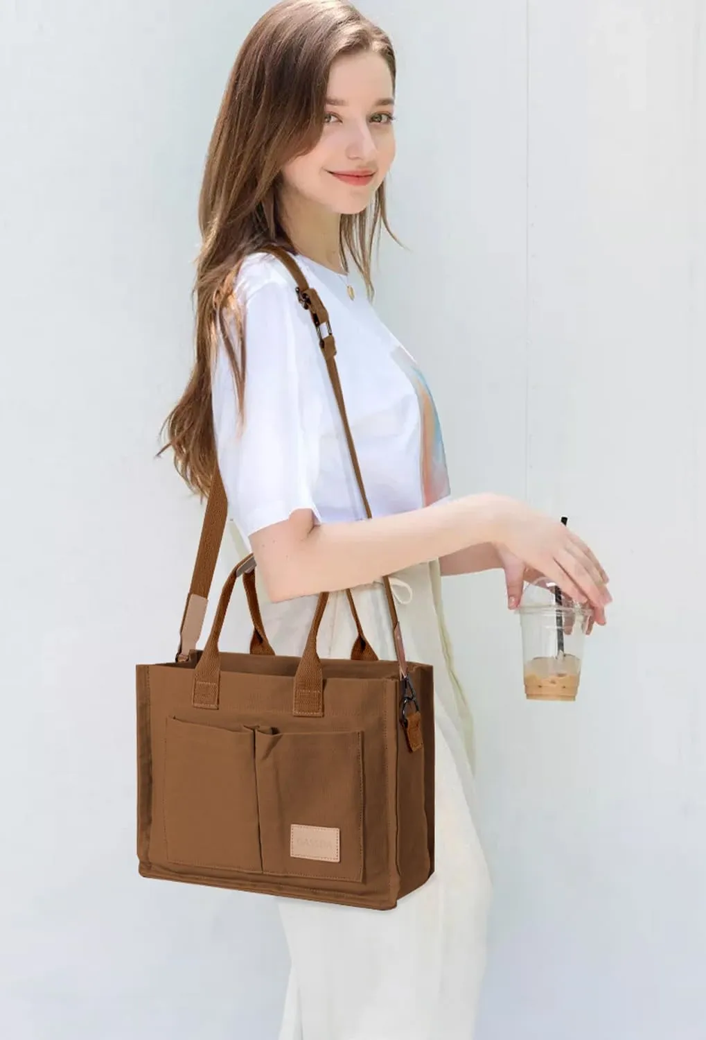 Tote Bags for Women Canvas Tote Purse Crossbody Bags with Pockets Top Handle Shoulder Handbags Satchel Bags for Women
