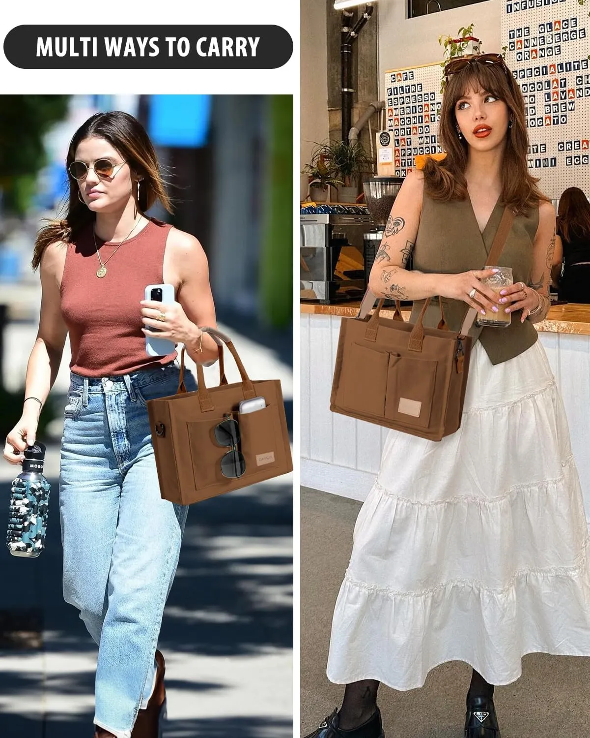 Tote Bags for Women Canvas Tote Purse Crossbody Bags with Pockets Top Handle Shoulder Handbags Satchel Bags for Women
