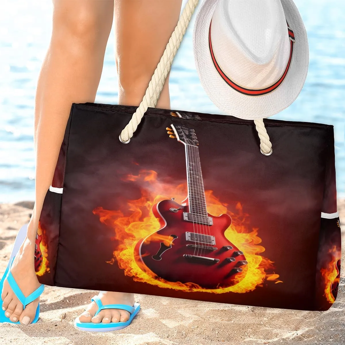 Tote Beach Bag for Women Large Zipper Beach Bags Waterproof Sandproof Gym Swim Pool Travel Bag
