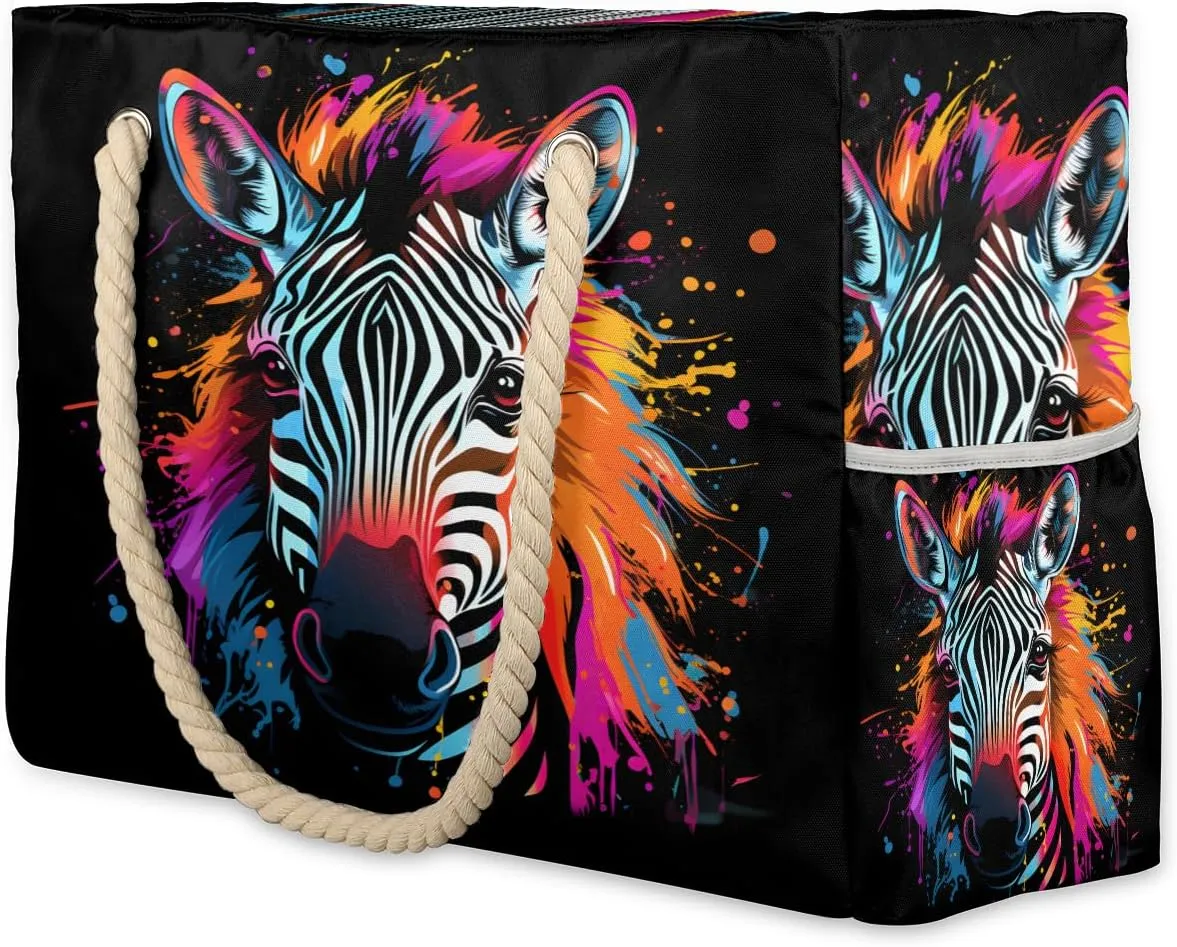 Tote Beach Bag for Women Large Zipper Beach Bags Waterproof Sandproof Gym Swim Pool Travel Bag