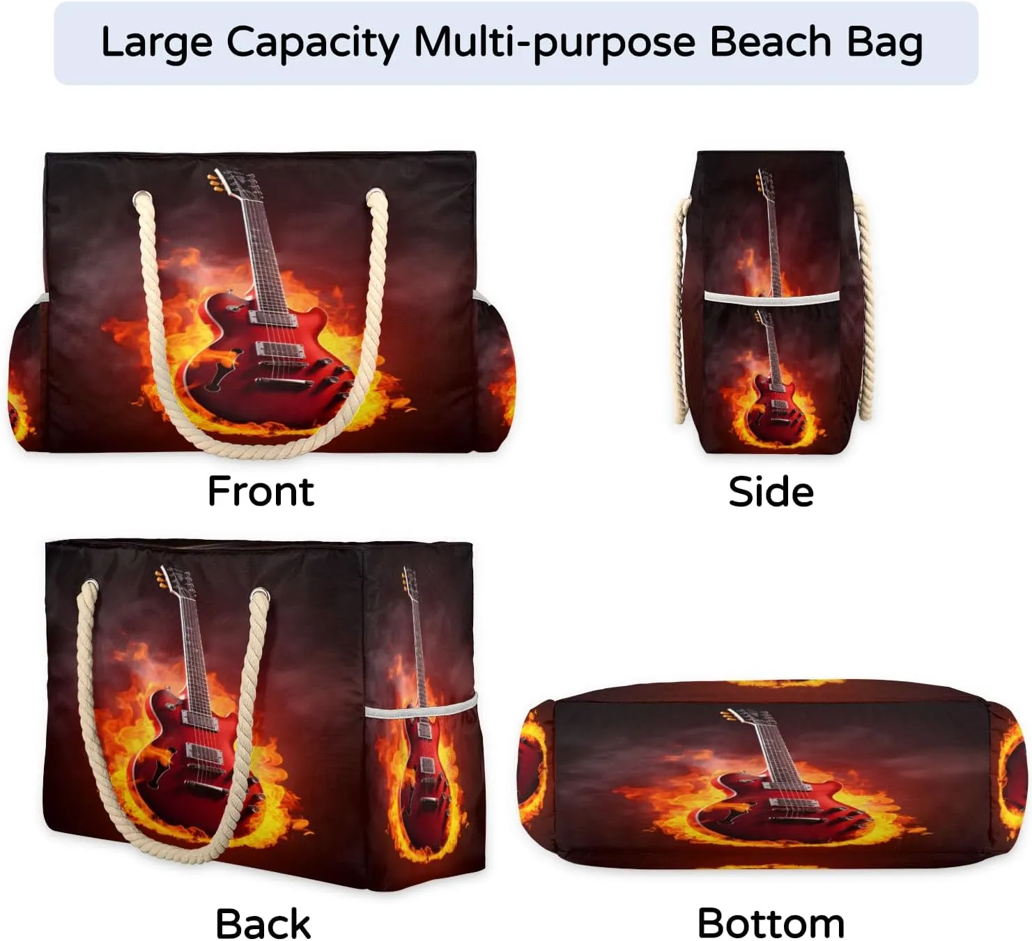 Tote Beach Bag for Women Large Zipper Beach Bags Waterproof Sandproof Gym Swim Pool Travel Bag