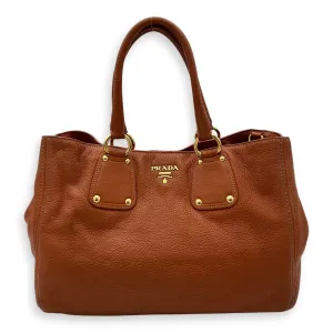 Tote Top Handle Bag Medium Orange in Calfskin, Gold hardware