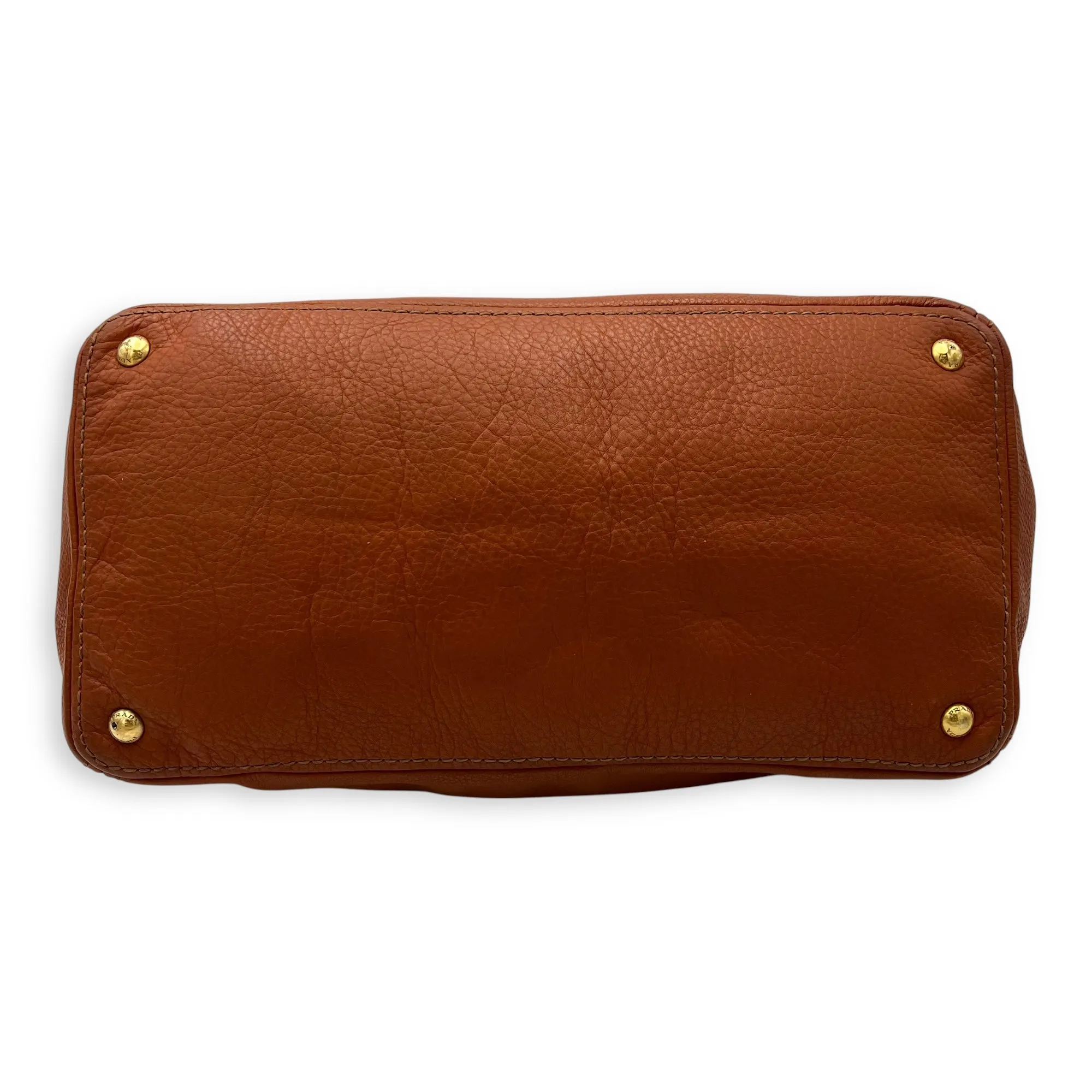 Tote Top Handle Bag Medium Orange in Calfskin, Gold hardware