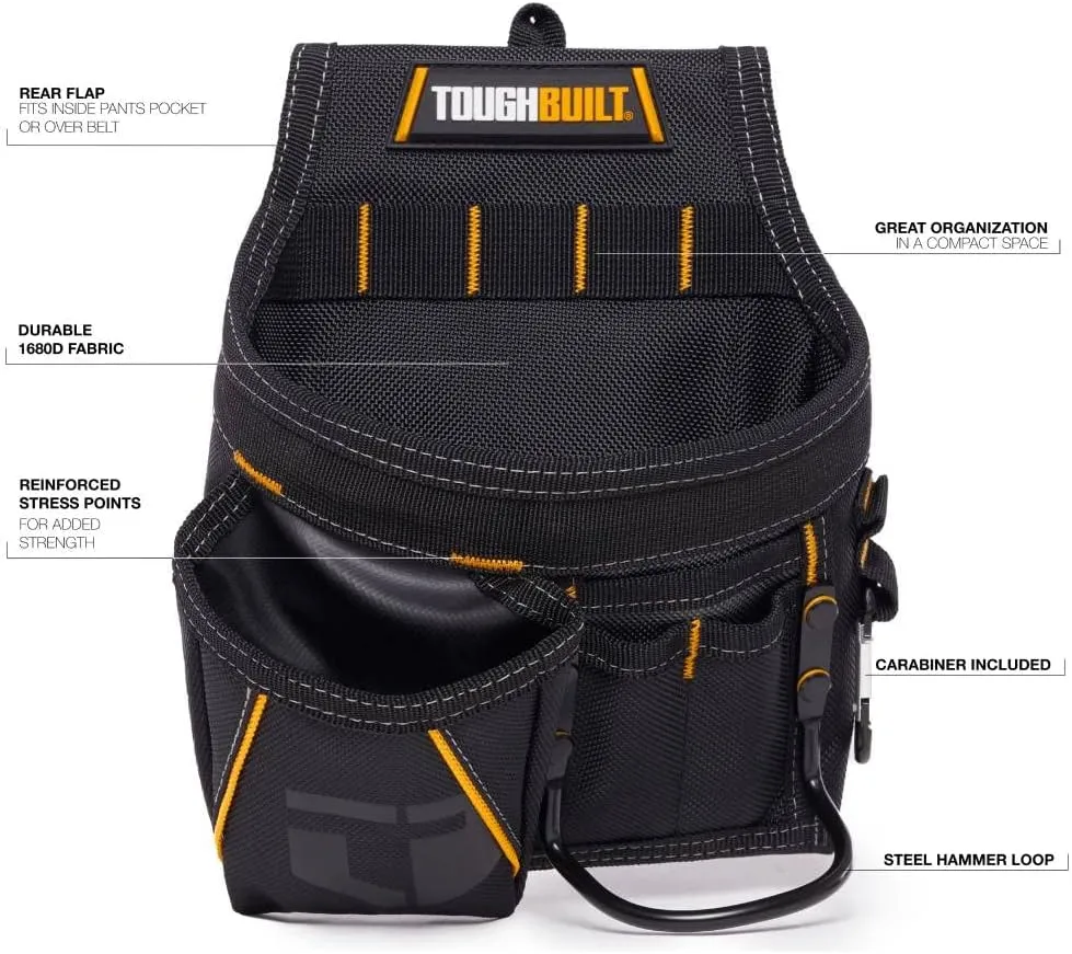 ToughBuilt - Tradesman Pouch with 12 Pockets and Loops - Interchangeable Pouches, Heavy Duty and Durable - (TB-228), Black