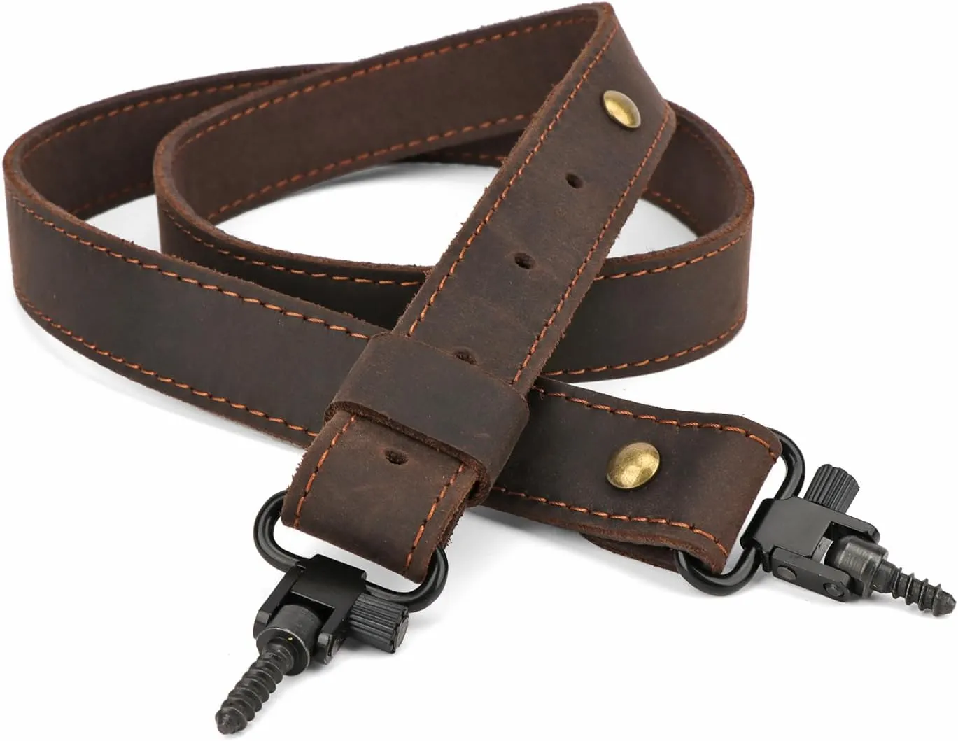 TOURBON Universal Leather Rifle Sling Comfortable No Slip Gun Carrying Strap with Swivels