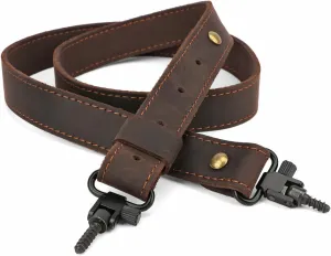 TOURBON Universal Leather Rifle Sling Comfortable No Slip Gun Carrying Strap with Swivels