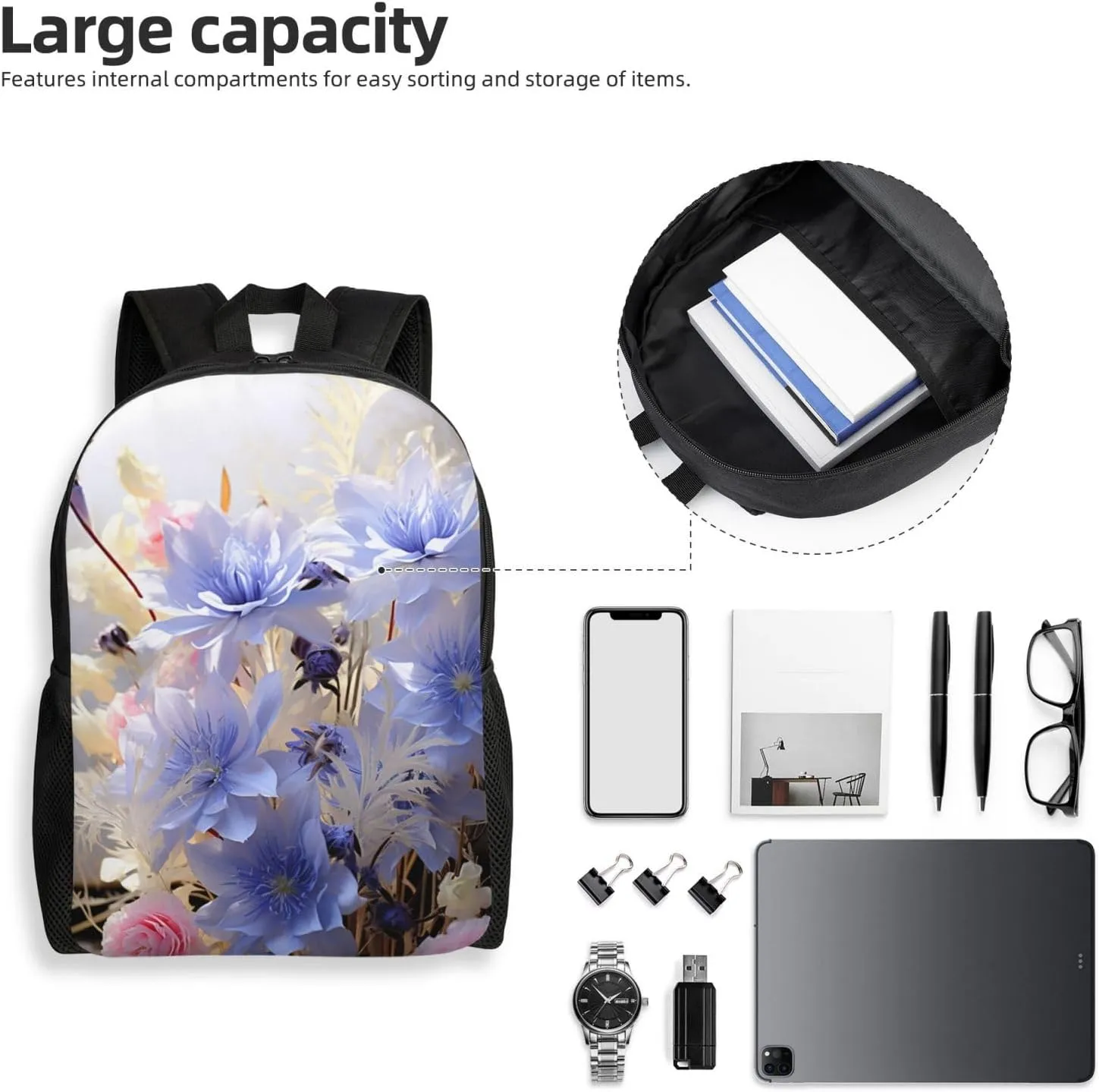Travel Backpack Pastel Cornflowers Carry on Backpack Lightweight Business 16inches Laptop Backpack for Men Women