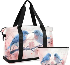 Travel Duffel Bag Animal Sparrow Gym Duffel Bag for Men & Women with Shoe & Wet Compartment Shoulder Weekender Overnight Bag