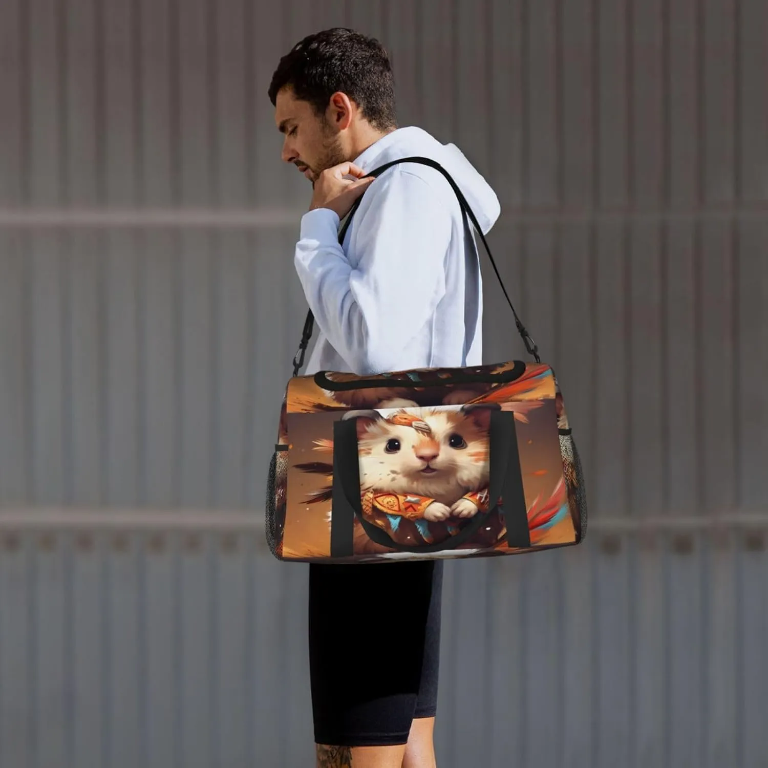 Travel Duffel Bag For Men Women, Cute Indian Hedgehog Carry On Sport Gym Bag With Shoulder Strap Lightweight Waterproof Weekender Bag Overnight Bag