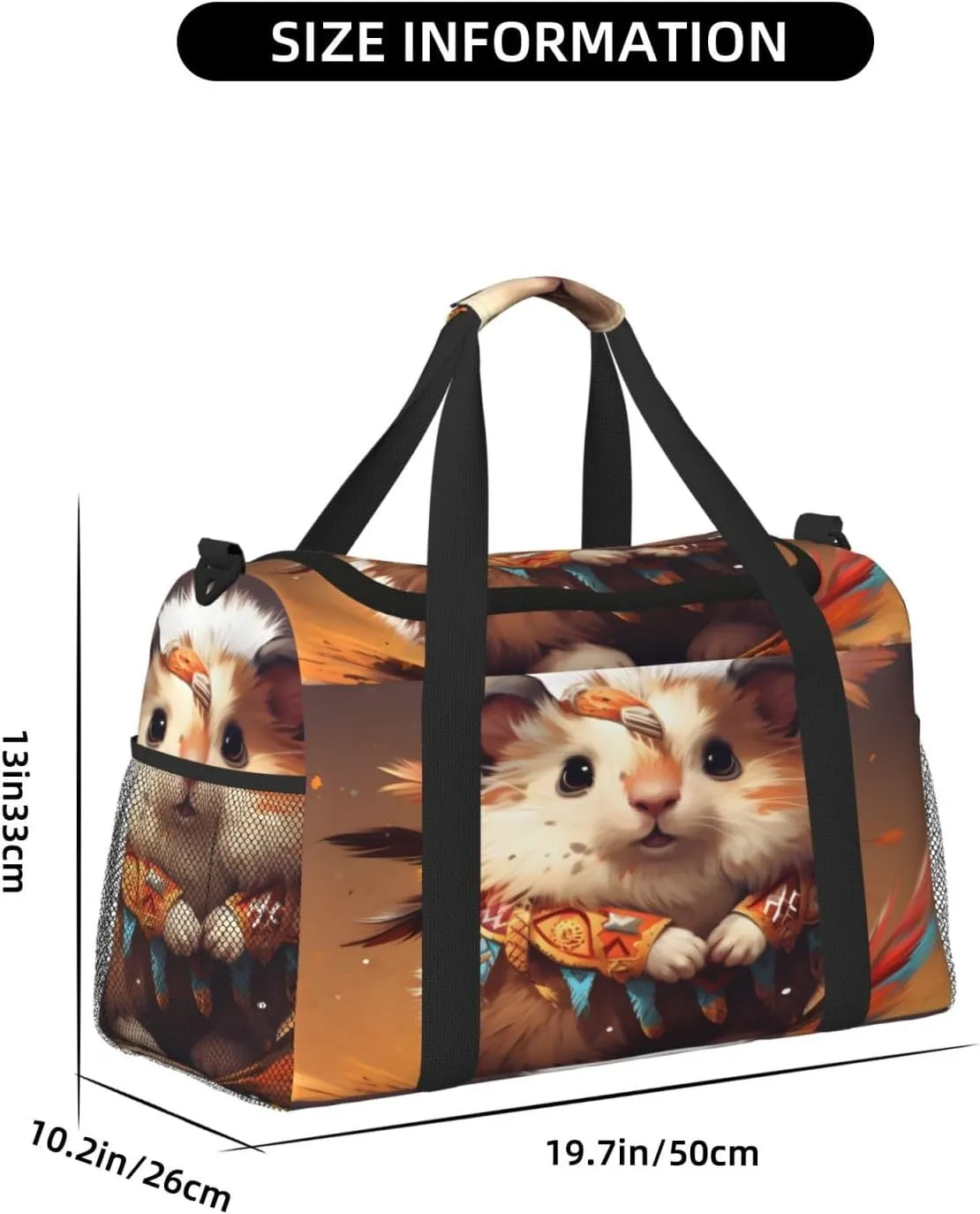 Travel Duffel Bag For Men Women, Cute Indian Hedgehog Carry On Sport Gym Bag With Shoulder Strap Lightweight Waterproof Weekender Bag Overnight Bag