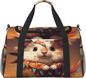 Travel Duffel Bag For Men Women, Cute Indian Hedgehog Carry On Sport Gym Bag With Shoulder Strap Lightweight Waterproof Weekender Bag Overnight Bag