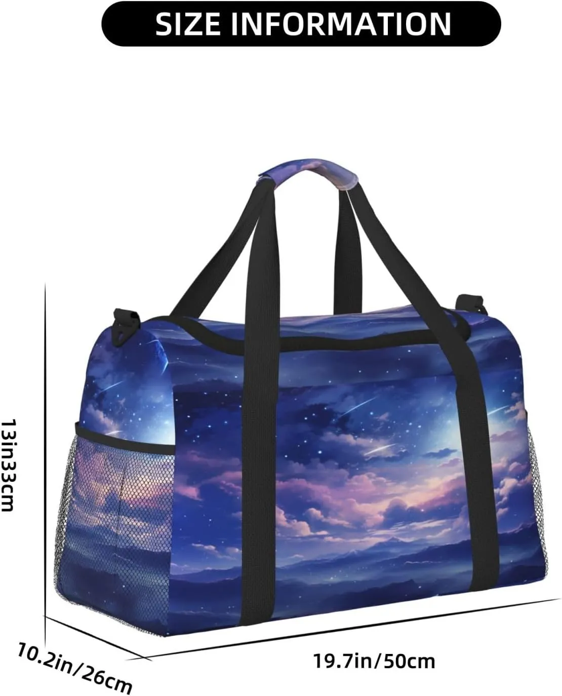 Travel Duffel Bag For Men Women, Fantasy Purple Nebula Starry Sky Carry On Sport Gym Bag With Shoulder Strap Lightweight Waterproof Weekender Bag Overnight Bag