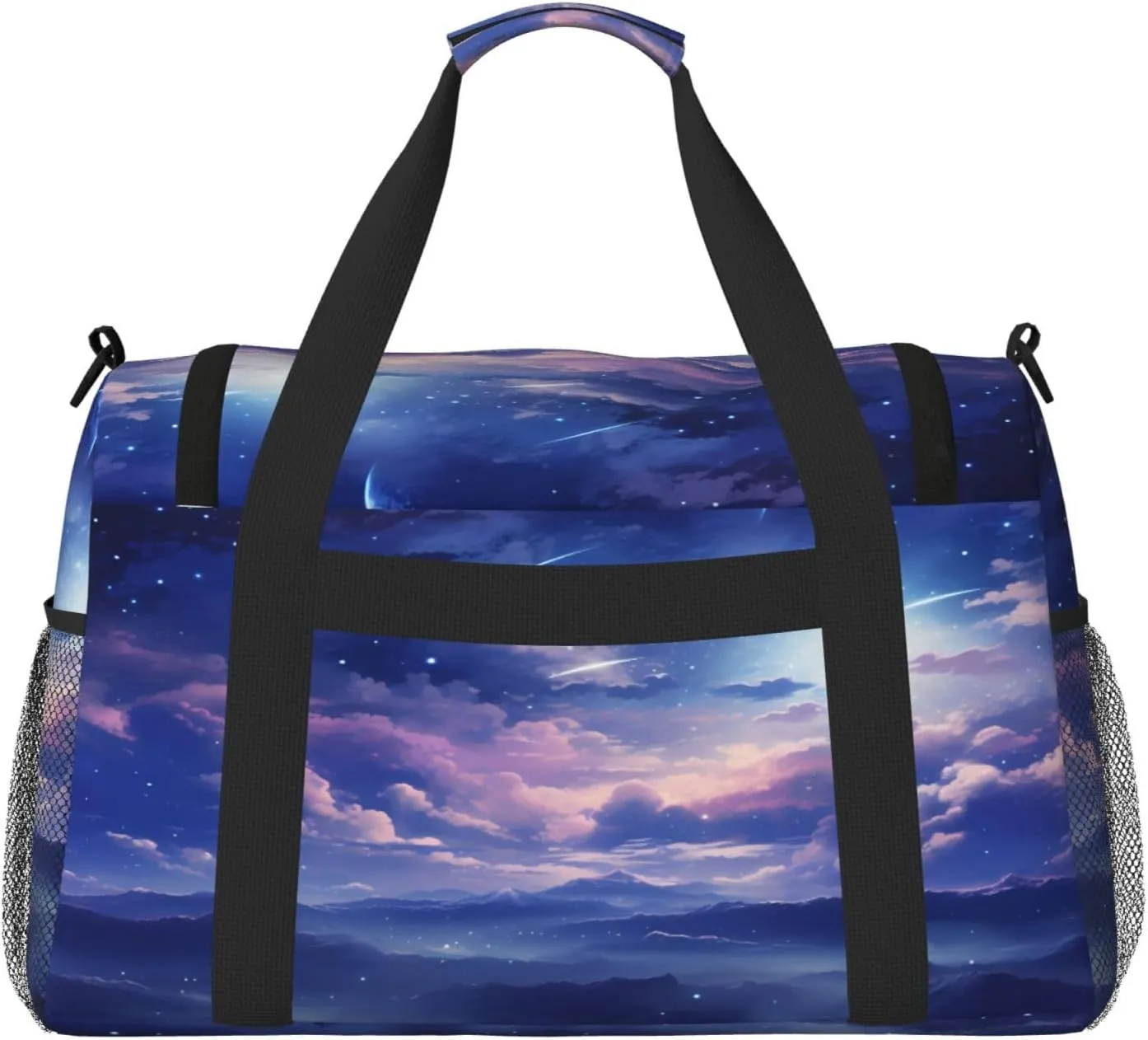 Travel Duffel Bag For Men Women, Fantasy Purple Nebula Starry Sky Carry On Sport Gym Bag With Shoulder Strap Lightweight Waterproof Weekender Bag Overnight Bag