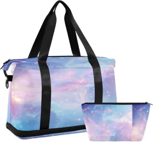 Travel Duffel Bag Magical Light Gym Duffel Bag for Men & Women with Shoe & Wet Compartment Shoulder Weekender Overnight Bag