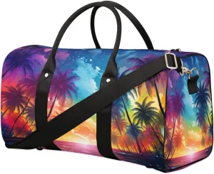 Travel Duffle Bag Beach Palm Tree Gym Bags for Men Women Travel Duffel Bags with Adjustable Shoulder Strap Carry On Weekender Bag