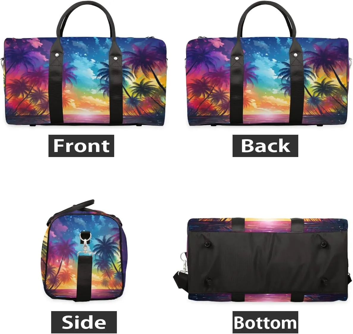 Travel Duffle Bag Beach Palm Tree Gym Bags for Men Women Travel Duffel Bags with Adjustable Shoulder Strap Carry On Weekender Bag