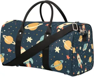 Travel Duffle Bag Cartoon Planet Star Gym Bags for Men Women Travel Duffel Bags with Adjustable Shoulder Strap Carry On Weekender Bag