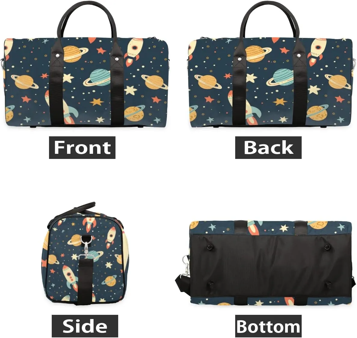 Travel Duffle Bag Cartoon Planet Star Gym Bags for Men Women Travel Duffel Bags with Adjustable Shoulder Strap Carry On Weekender Bag