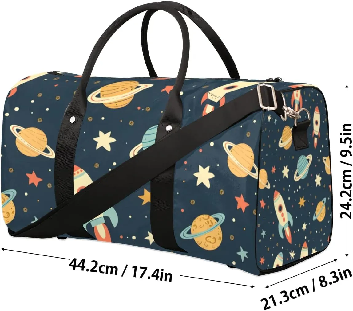 Travel Duffle Bag Cartoon Planet Star Gym Bags for Men Women Travel Duffel Bags with Adjustable Shoulder Strap Carry On Weekender Bag