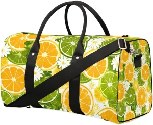 Travel Duffle Bag Lemon Slice Daisy Gym Bags for Men Women Travel Duffel Bags with Adjustable Shoulder Strap Carry On Weekender Bag