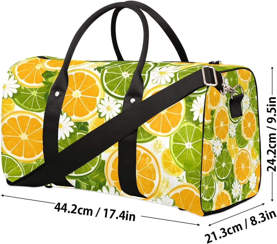 Travel Duffle Bag Lemon Slice Daisy Gym Bags for Men Women Travel Duffel Bags with Adjustable Shoulder Strap Carry On Weekender Bag