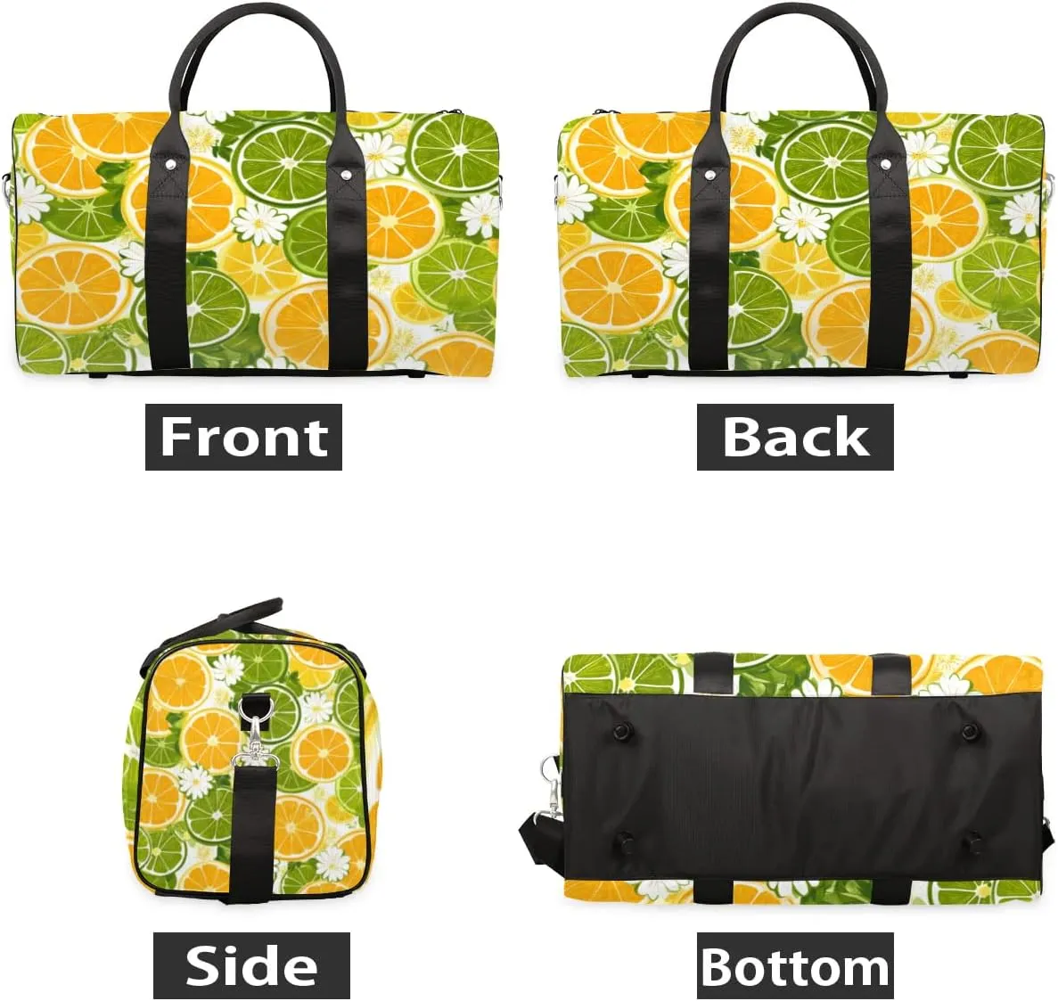 Travel Duffle Bag Lemon Slice Daisy Gym Bags for Men Women Travel Duffel Bags with Adjustable Shoulder Strap Carry On Weekender Bag