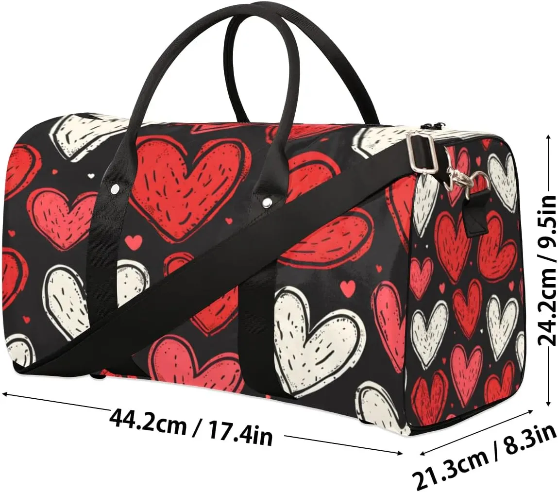Travel Duffle Bag Love Heart Theme Gym Bags for Men Women Travel Duffel Bags with Adjustable Shoulder Strap Carry On Weekender Bag