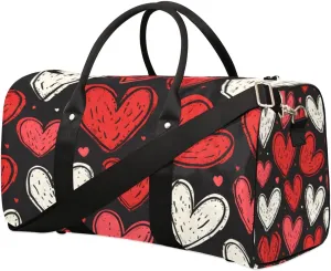 Travel Duffle Bag Love Heart Theme Gym Bags for Men Women Travel Duffel Bags with Adjustable Shoulder Strap Carry On Weekender Bag