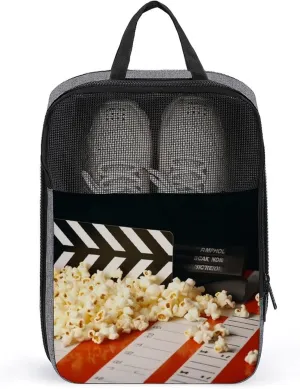 Travel Shoe Bag,Cinema Clapboard And Popcorn Print Shoe Bag,portable Organizer Shoe Pouch Be Used for Travel And Daily Storage, style
