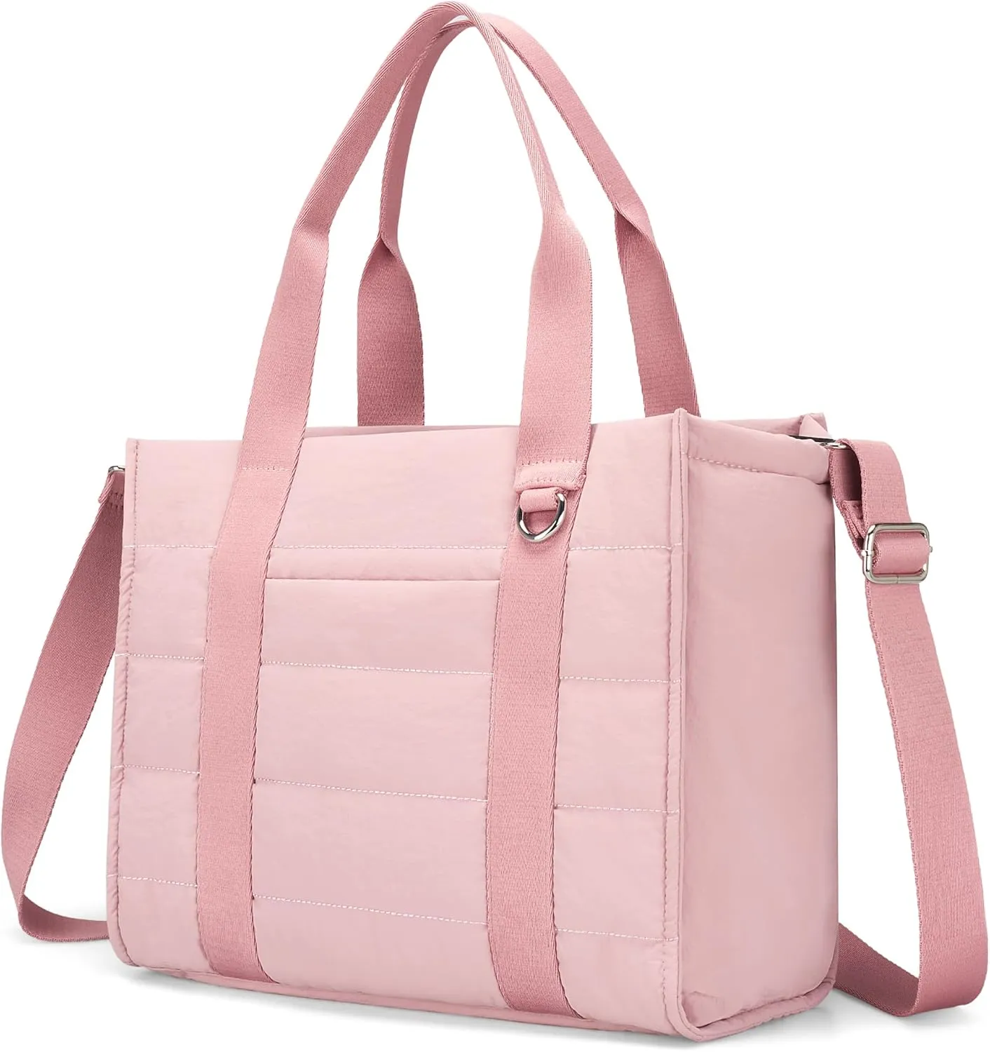 Travel Tote Bag for Women Puffer Crossbody Bags with Zipper Quilted Gym Tote Nylon Overnight Work Purse Shoulder Handbag
