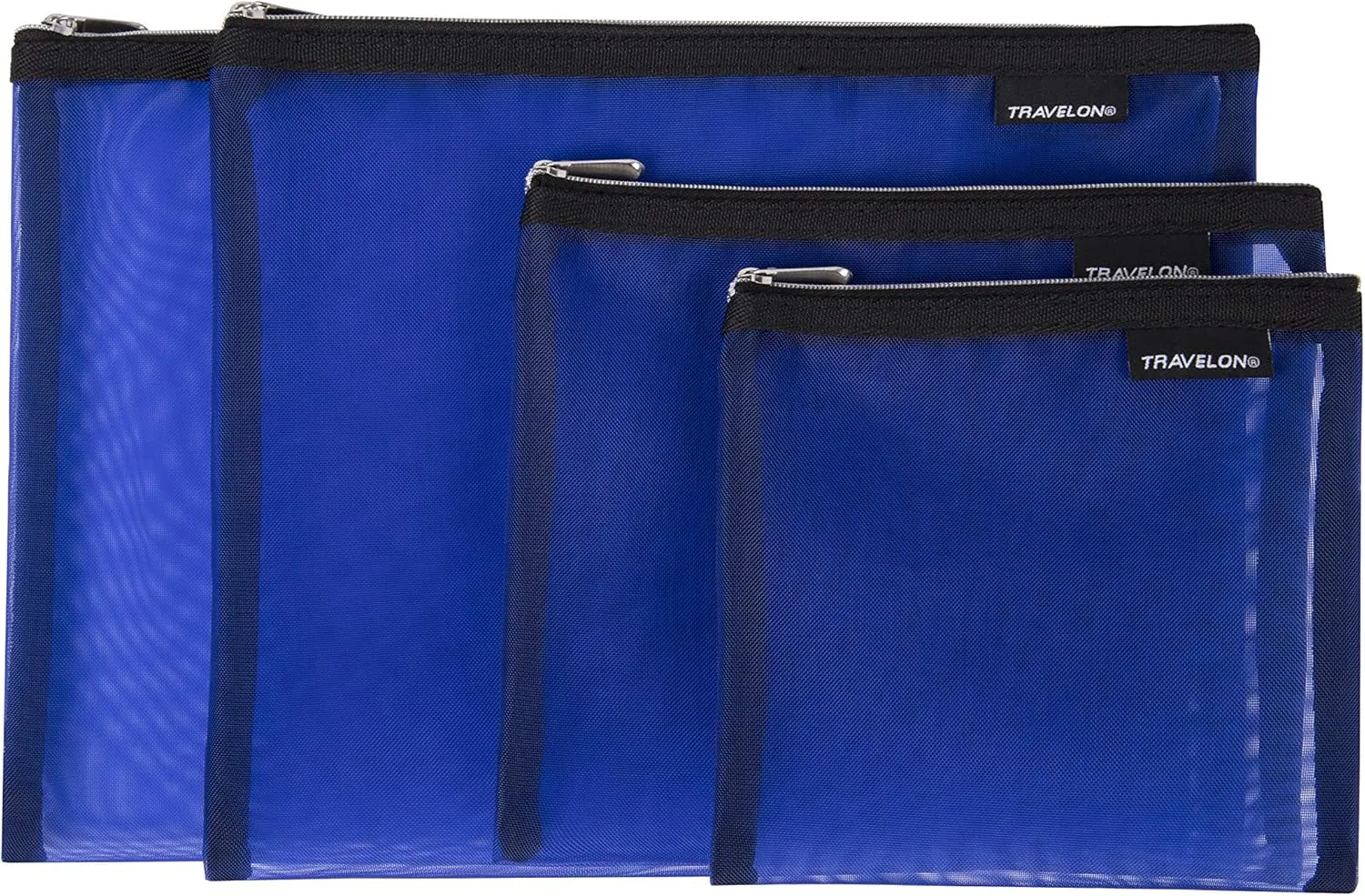 Travelon Set of 4 Mesh Pouches, Blue, 9.5 x 12.75 x 0.5