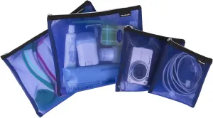 Travelon Set of 4 Mesh Pouches, Blue, 9.5 x 12.75 x 0.5
