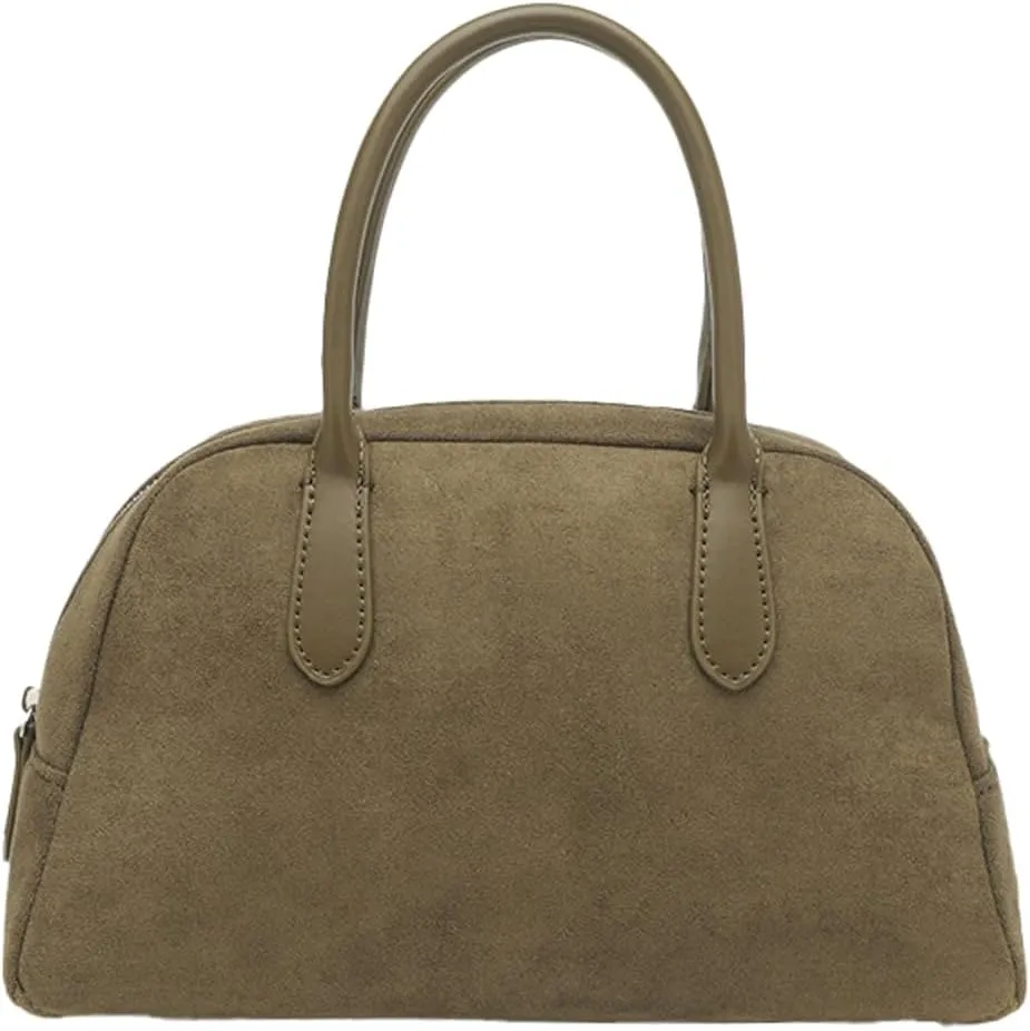 Trendy Suede Tote Bag for Women Retro Top Handle Purse Shoulder Bag Minimalist Fall Winter Suede Handbag