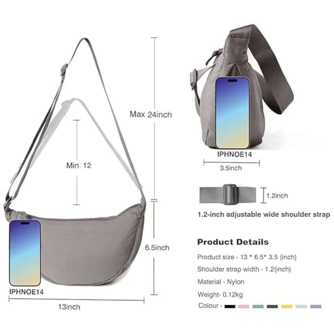 Tressential Nylon Half Moon Shape Crossbody Sling Bag