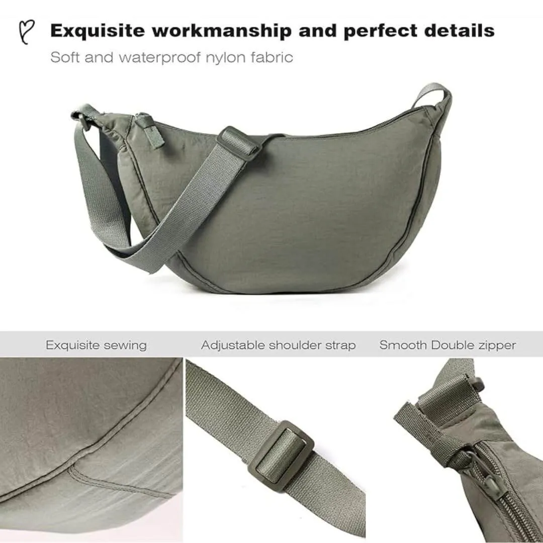 Tressential Nylon Half Moon Shape Crossbody Sling Bag