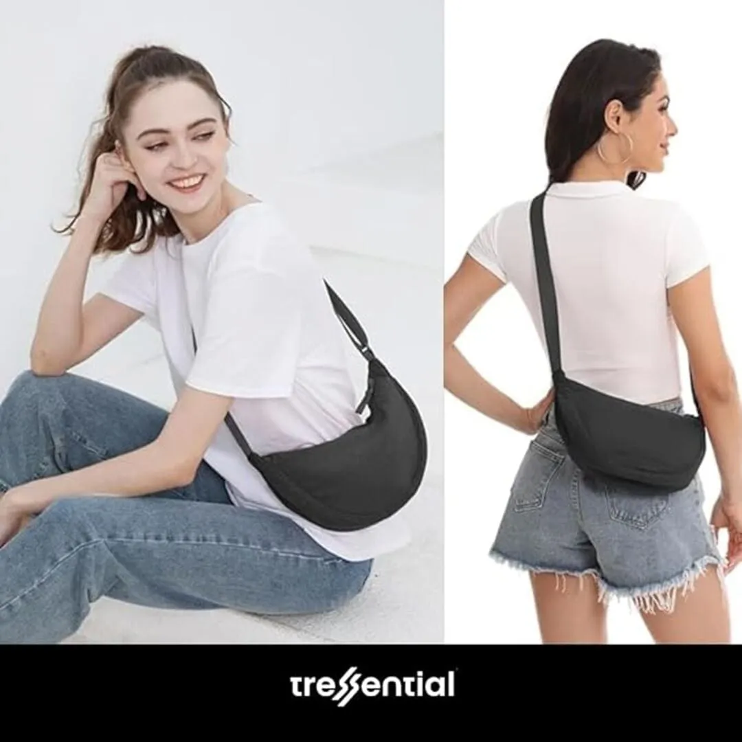 Tressential Nylon Half Moon Shape Crossbody Sling Bag