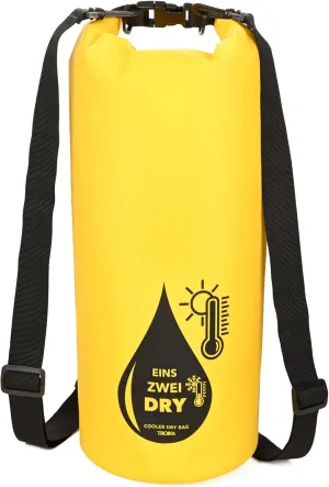 Troika 1-2-Dry Bag – RUC03/GY – Outdoor-Rucksack mit Kühlfunktion und Roll-Top – für Wassersport, Angeln, Schwimmen, Wandern, Camping – wasserdicht – PVC, Tarpaulin – gelb, schwarz