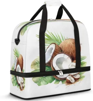 Tropical Coconuts Travel Duffel Bag, Travel Essentials, Gym Bag for Women, Weekender Overnight Bag With Shoes Compartment, Carry On Bags for Airplanes