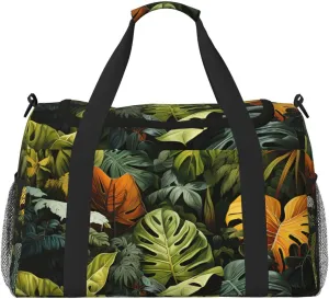 Tropical Rainforest Palm Leaves Hand Travel Bag.Fashionable Design, Large Storage Capacity, Suitable For Business Trips And Short Trips.