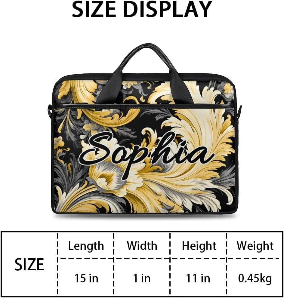 TropicalLife Personalized Laptop Bag 15 Inch Custom Sleeve Case with Handle Shoulder Strap Computer Messenger Bag
