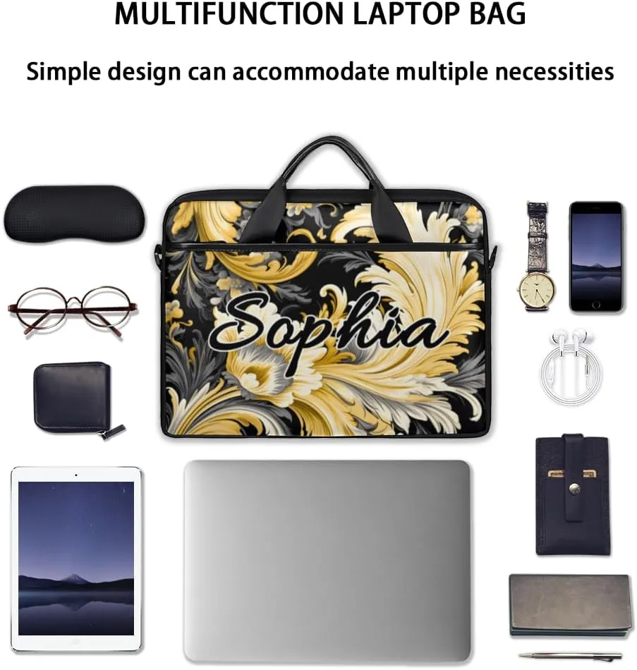 TropicalLife Personalized Laptop Bag 15 Inch Custom Sleeve Case with Handle Shoulder Strap Computer Messenger Bag