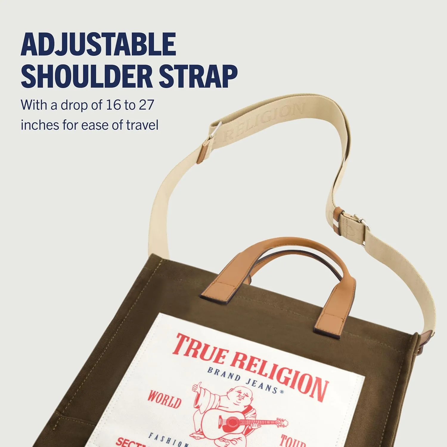 True Religion Tote, Women's Medium Travel Shoulder Bag with Adjustable Strap