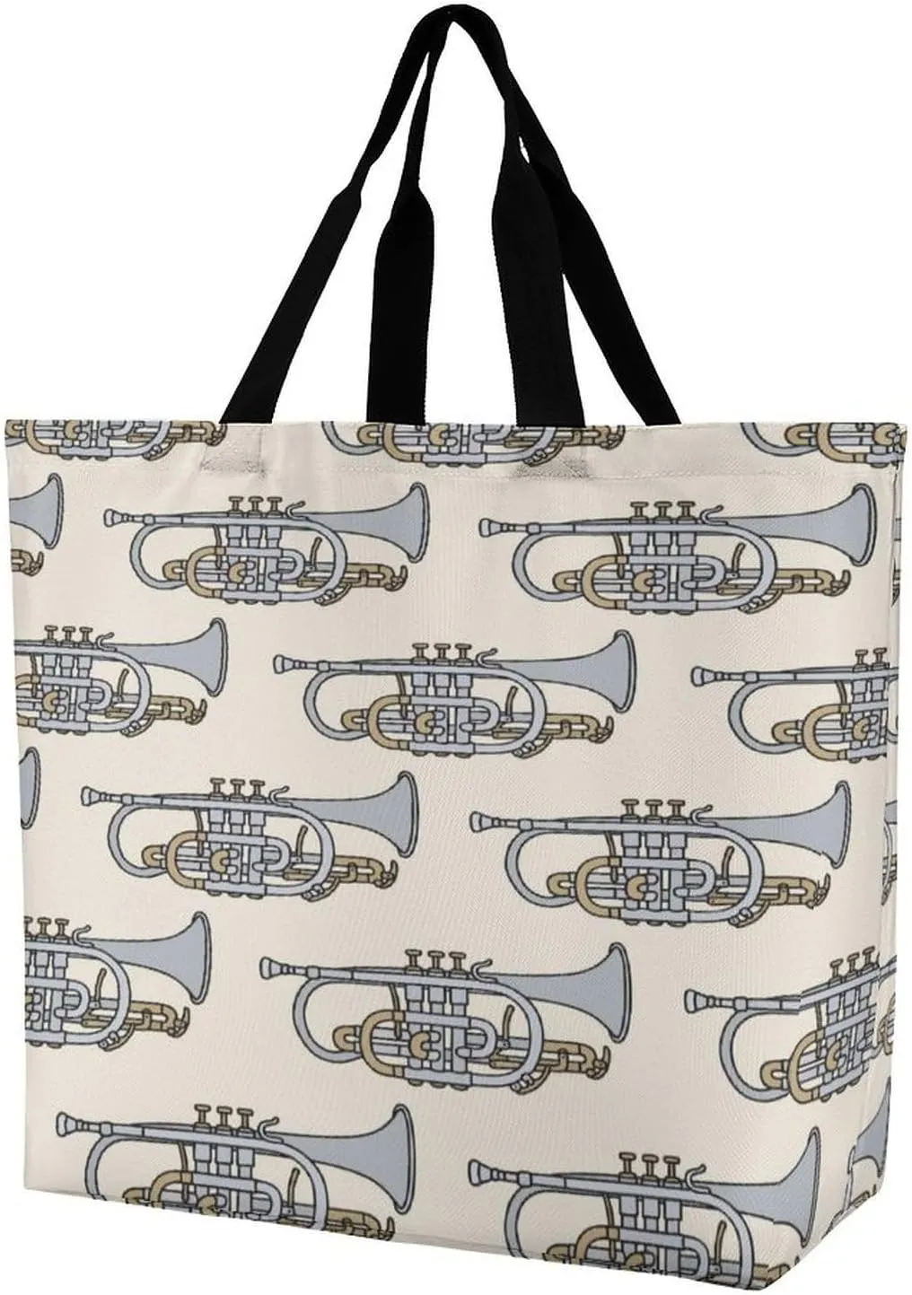 Trumpet Instrument Women's Shoulder Shopping Bags Foldable Tote Bag Large Capacity Handbag for Work Travel