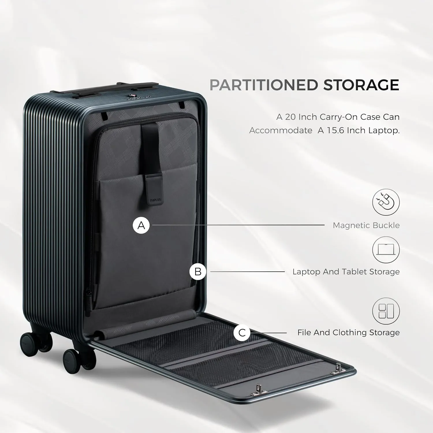 TUPLUS Aluminum Suitcase Hard Shell Luggage Hold Check in Travel Case with 4 Spinner Wheels, Quick Series